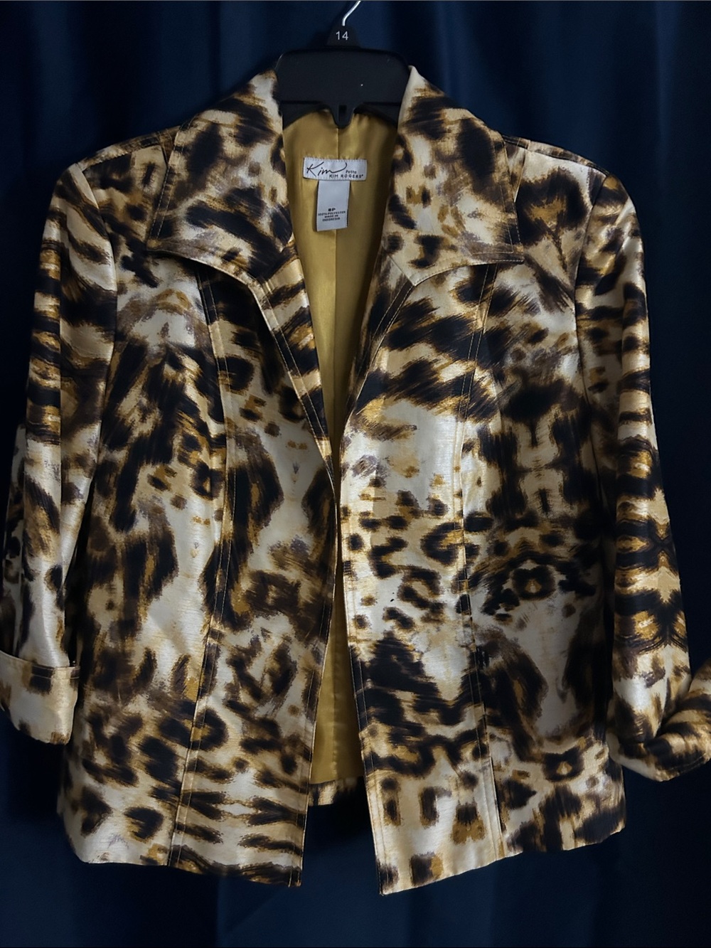 Kim Rogers Leopard-Print Blazer in Gold, Black and Cream